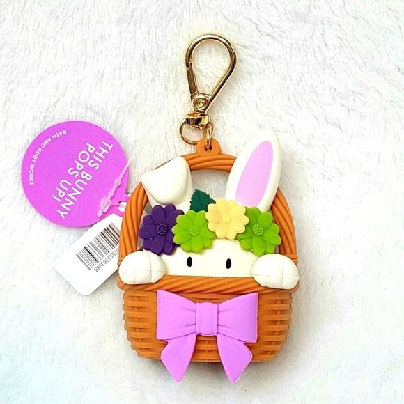 BBW Pop Up Bunny in Easter Basket with Flowers Bow New with Tags Out of Stock - Picture 1 of 3